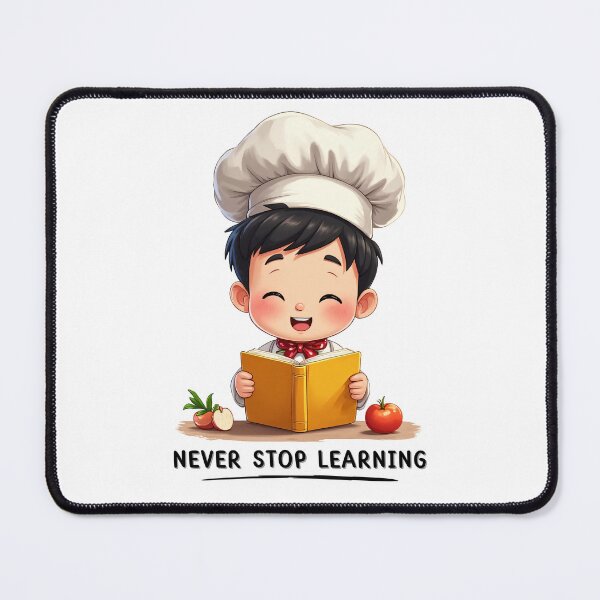 Item preview, Happy Little Chef Reading Recipes with Joy Surrounded by Fresh Vegetables and a Bright Learning Spirit designed and sold by Mimoshi ⭐⭐⭐⭐⭐.