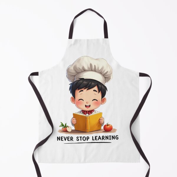 Item preview, Happy Little Chef Reading Recipes with Joy Surrounded by Fresh Vegetables and a Bright Learning Spirit designed and sold by Mimoshi ⭐⭐⭐⭐⭐.