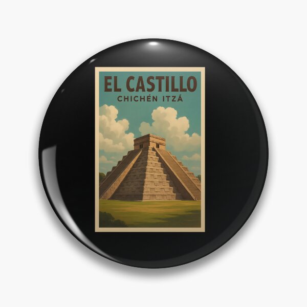 Item preview, El Castillo Chichén Itzá Vintage Mayan Pyramid Travel Poster Featuring Mexican Culture designed and sold by FestivityFinds.