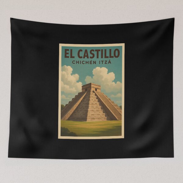 Item preview, El Castillo Chichén Itzá Vintage Mayan Pyramid Travel Poster Featuring Mexican Culture designed and sold by FestivityFinds.