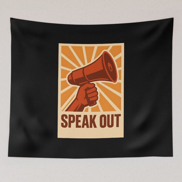 Item preview, Bold "Speak Out" Protest T-Shirt with Megaphone Design designed and sold by FestivityFinds.