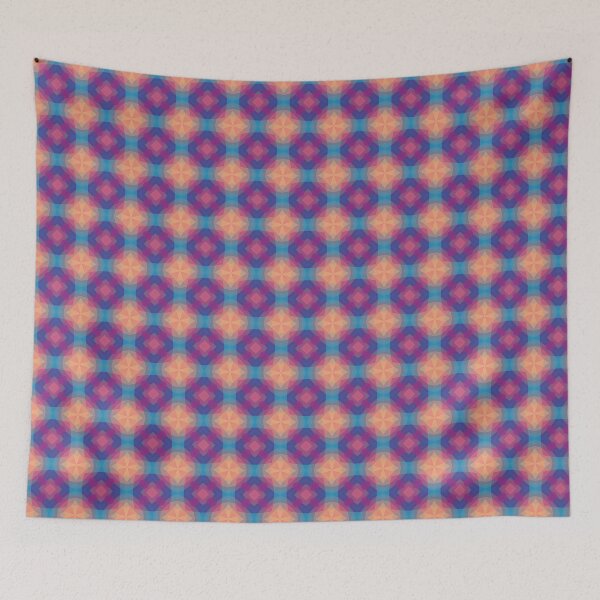 Item preview, colorful lilac geometric orange seamless repeat pattern designed and sold by Abrahamjrnd.