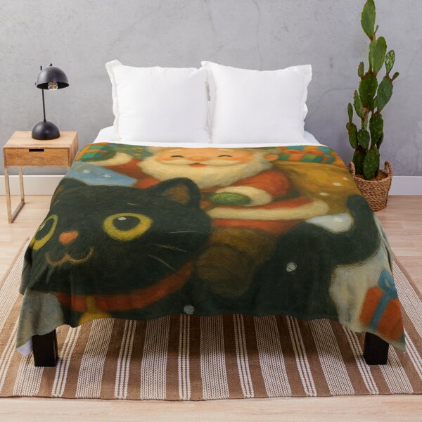 Item preview, Santa Claus riding on black cat, funny illustration designed and sold by Mauswohn.