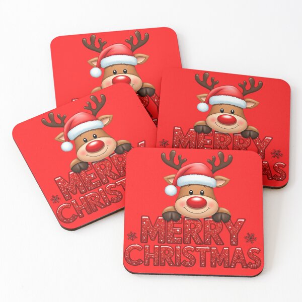 Item preview, Cute Christmas Reindeer with Glitter Merry Christmas Text | Festive Cartoon Illustration designed and sold by PixelVibe782.