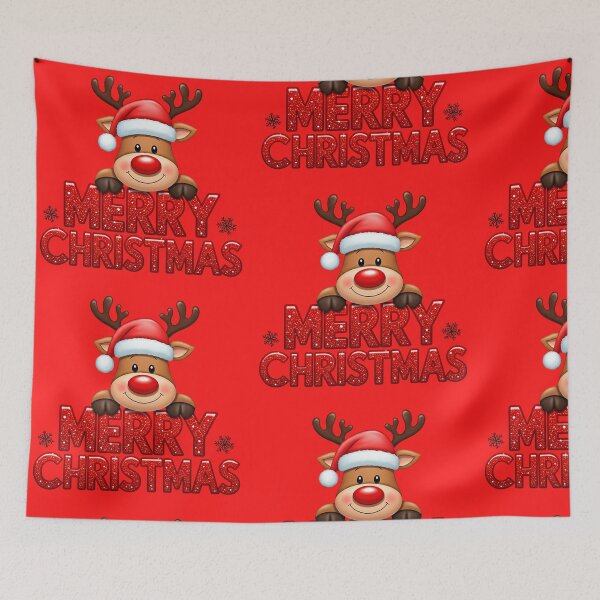 Item preview, Cute Christmas Reindeer with Glitter Merry Christmas Text | Festive Cartoon Illustration designed and sold by PixelVibe782.