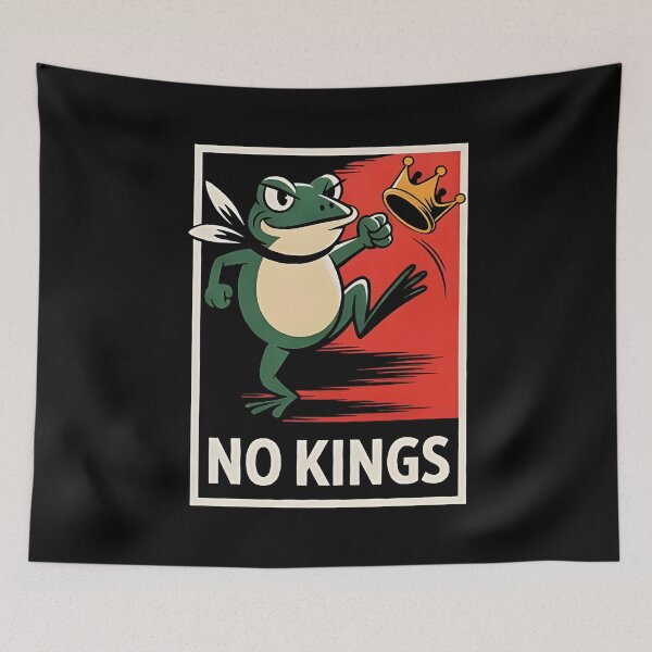 Item preview, No King Portland Frog Protest Meme designed and sold by Casenriddle.