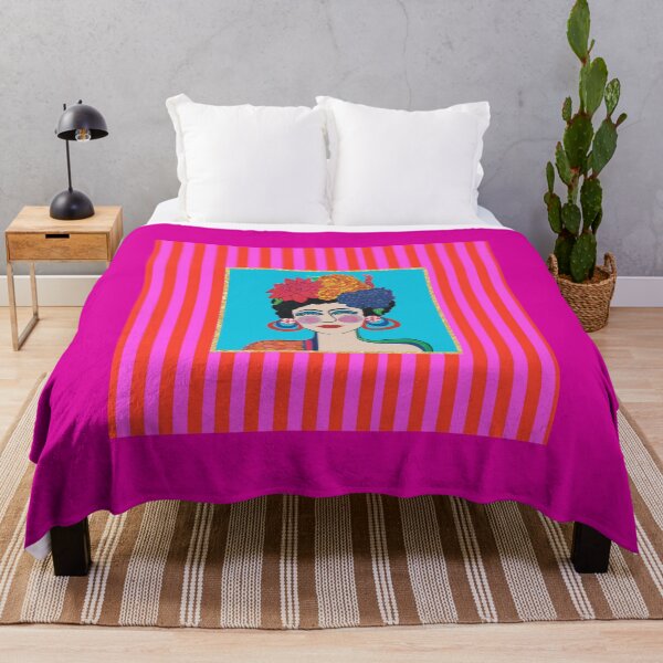 Item preview, Viva Hydrangea on Magenta - Pop Art Portrait on Pink & Red Striped Border designed and sold by Krissy Jenkins Art.