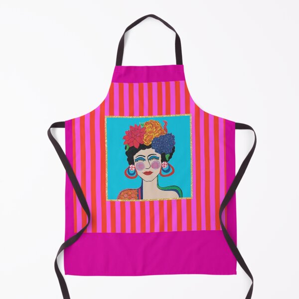 Item preview, Viva Hydrangea on Magenta - Pop Art Portrait on Pink & Red Striped Border designed and sold by Krissy Jenkins Art.