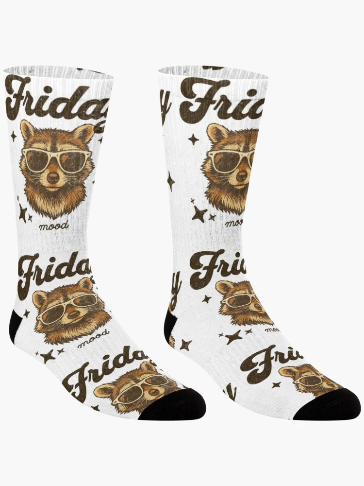 Thumbnail 3 of 5, Socks, Friday Mood Raccoon designed and sold by Nacho Average Designs.