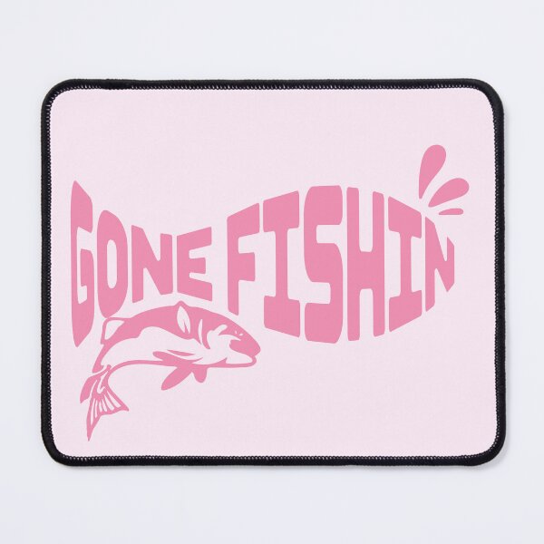 Item preview, gone fishin pink text, pink splash, and pink fish designed and sold by cherrytheory.