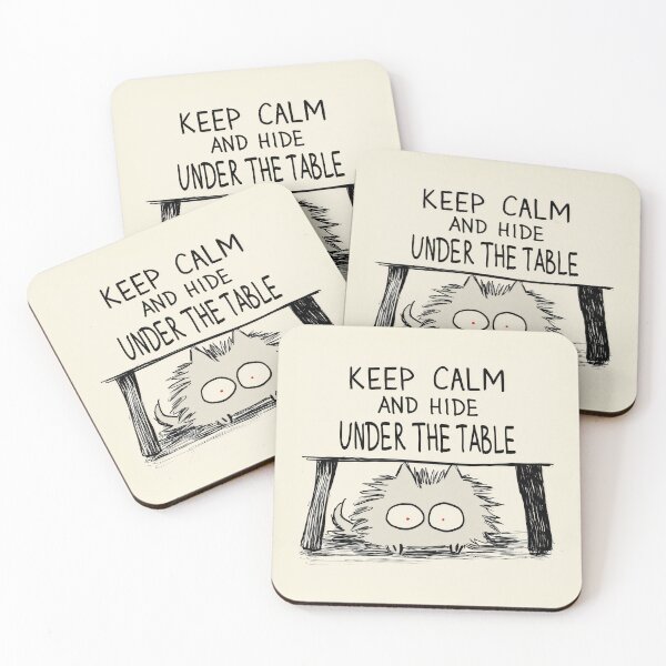 Item preview, Keep Calm and Hide Under the Table – Funny Fluffy Cat Illustration designed and sold by evk-art.