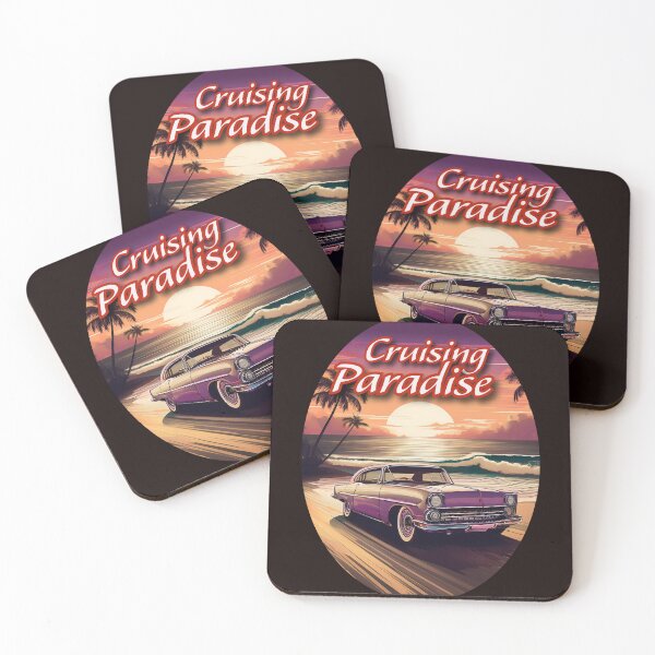 Item preview, Cruising Paradise - vintage sunset & classic car art designed and sold by Digidelico.