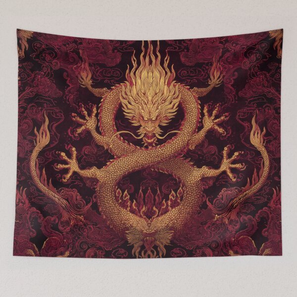 Item preview, Fire Dragon of the East — Imperial Red and Gold Oriental Art designed and sold by JavisSRDesign.