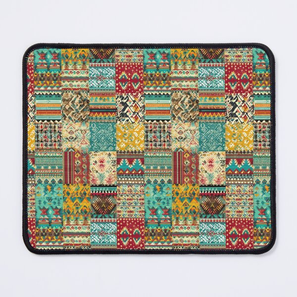 Item preview, Abstract boho patchwork in shades of turquoise and red. designed and sold by Piotrek0001.