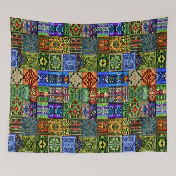 Item preview, Pixel folk art with vibrant colorful square motifs. designed and sold by Piotrek0001.