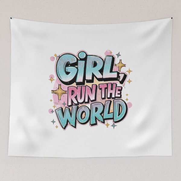 Item preview, Girl Run The World Quote. Feminist Empowerment design. Girl Boss Motivational Aesthetic Design designed and sold by Aarvya Fashion Club ( A.F.C ).