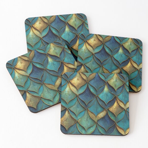 Item preview, Golden Emerald Dragon Scales — Luxury Fantasy Texture Pattern designed and sold by JavisSRDesign.