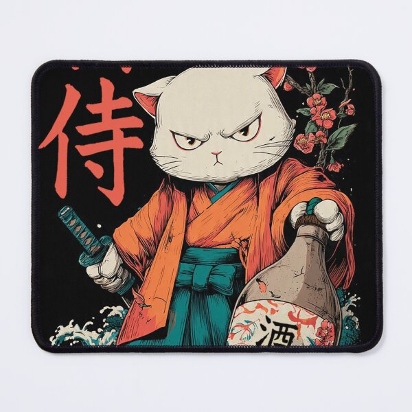 Item preview, Sake Samurai – Japanese Cat Warrior Art designed and sold by dellgalvez.