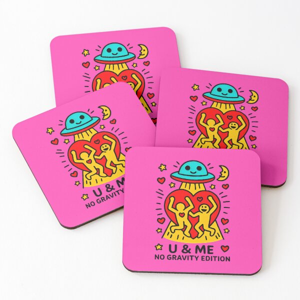 Item preview, Red and Teal UFO Beaming Love Across the Universe designed and sold by SplashTastic.