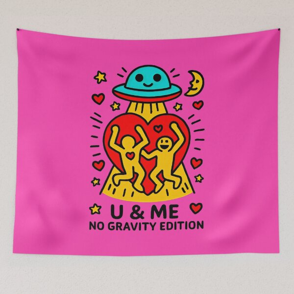 Item preview, Red and Teal UFO Beaming Love Across the Universe designed and sold by SplashTastic.