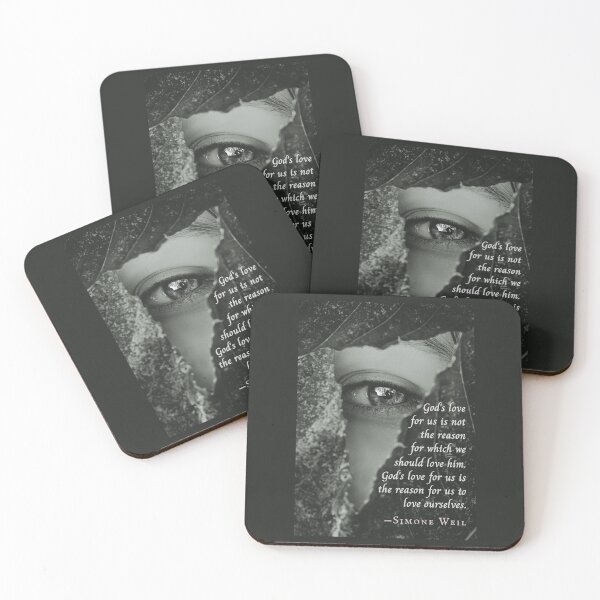 Item preview, Simone Weil quote: God's love for us is not the reason for which we should love him. God's love for us is the reason for us to love ourselves. designed and sold by artbleed.