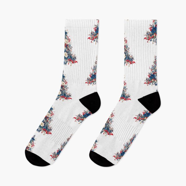 Item preview, Chinoiserie Floral Christmas Tree in Blue and Red designed and sold by Anastasiia Yurevych.