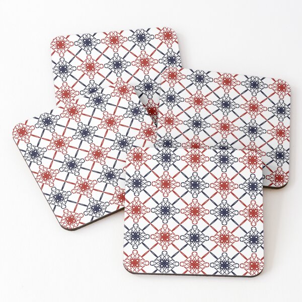 Item preview, Navy & Red Interlace Lattice — Geometric Repeat Pattern designed and sold by AmaiDream.