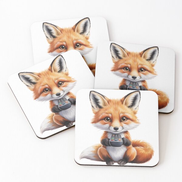Item preview, Cute Fox with Remote – Movie Night Wall Art designed and sold by vk09.