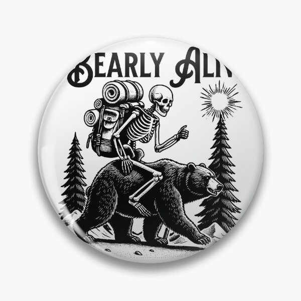 Item preview, Bearly Alive Skeleton Riding Bear Design | Funny Adventure Camping Retro Sunset Art designed and sold by Graphic Botique.