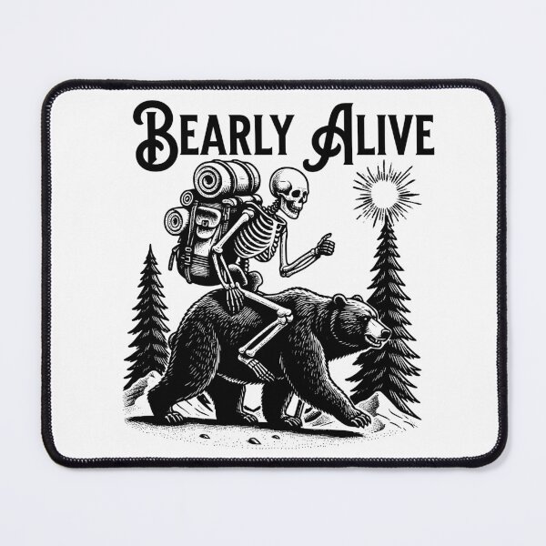 Item preview, Bearly Alive Skeleton Riding Bear Design | Funny Adventure Camping Retro Sunset Art designed and sold by Graphic Botique.