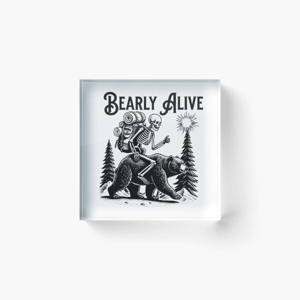 Item preview, Bearly Alive Skeleton Riding Bear Design | Funny Adventure Camping Retro Sunset Art designed and sold by Graphic Botique.
