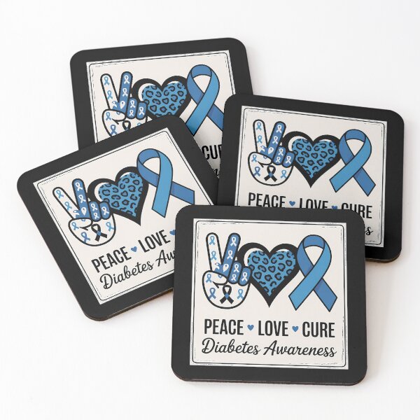 Item preview, Peace Love Cure Diabetes Awareness Blue Ribbon T1D Type 1 designed and sold by DeadlockCrew.