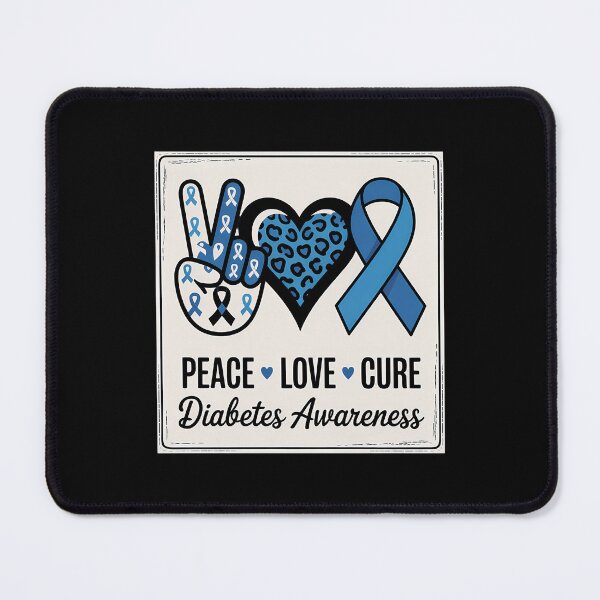 Item preview, Peace Love Cure Diabetes Awareness Blue Ribbon T1D Type 1 designed and sold by DeadlockCrew.