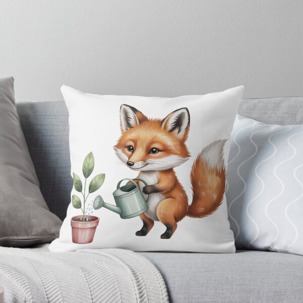 Item preview, Cute Fox Watering Plants – Kids Gardening Wall Art designed and sold by vk09.