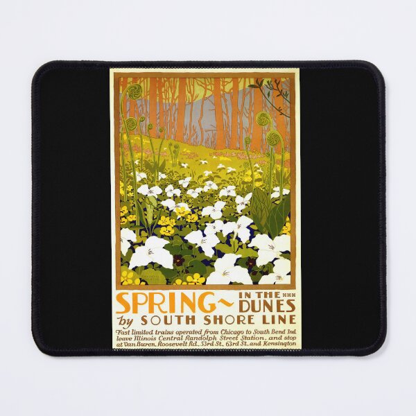 Item preview, Vintage South Shore Line Train Poster | 1920s Art Nouveau Railway Art | Chicago to South Bend | Indiana Dunes Travel Decor designed and sold by artofuniverse.