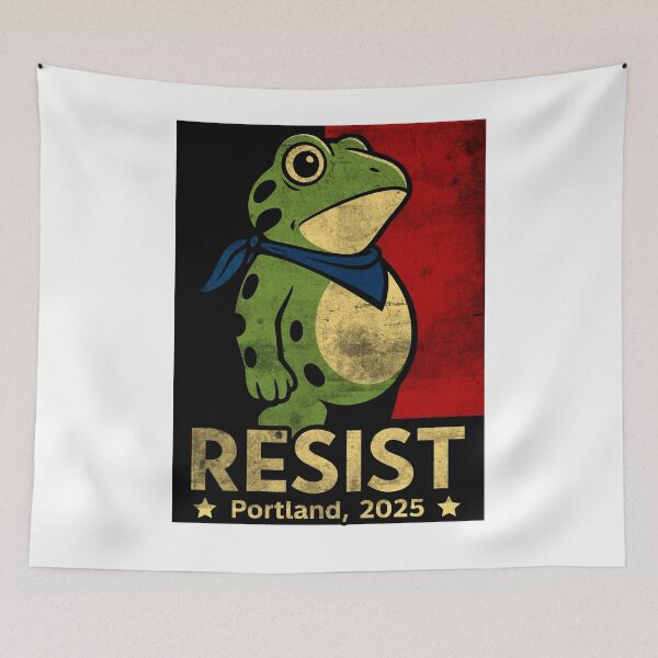 Item preview, Portland Frog Protest Resist 2025 Retro Funny Frog Art designed and sold by MirelaSorescu.