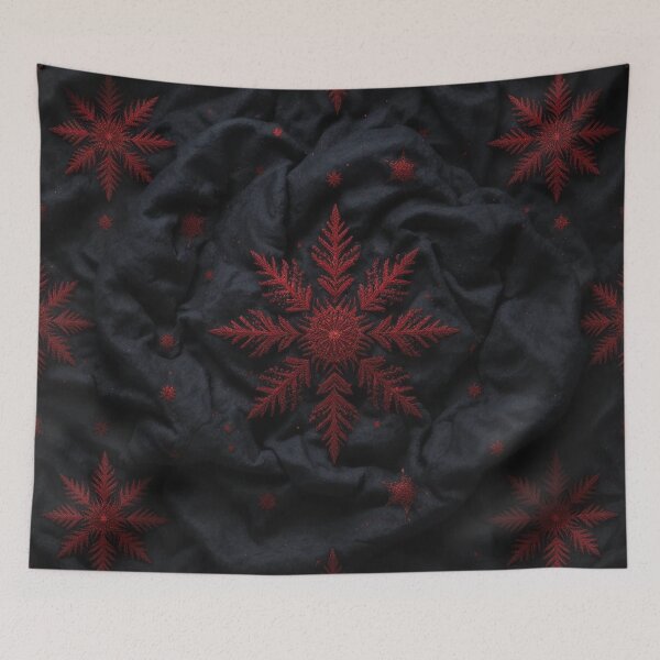 Item preview, Red Embroidered Snowflakes on Fabric designed and sold by InezPhotography.