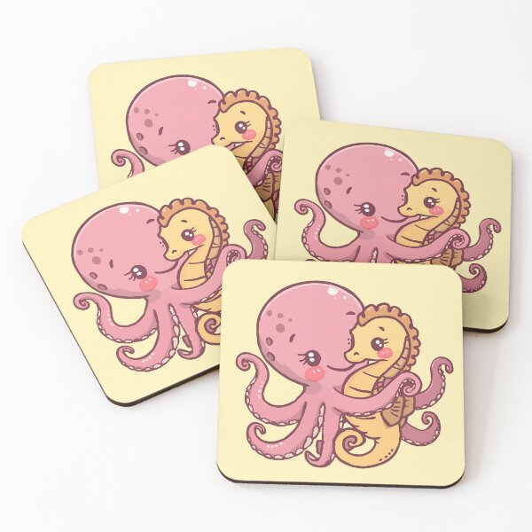 Item preview, Octopus and Seahorse Hug – Adorable Kawaii Ocean Friends designed and sold by Ivy-Triggs.