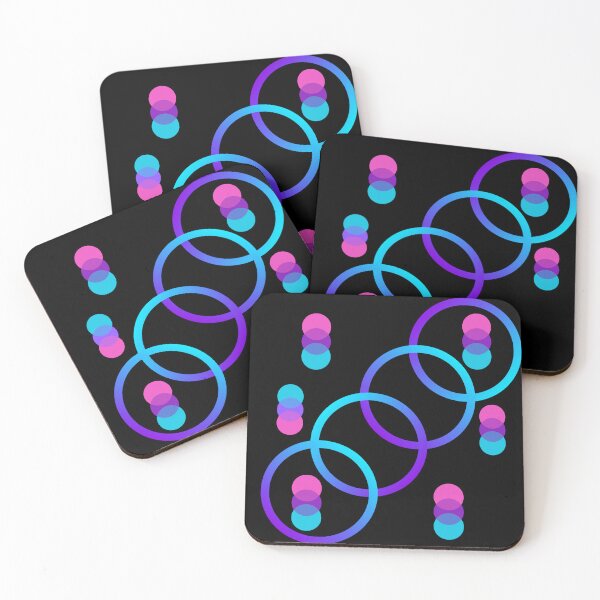 Item preview, Overlapping Purple, Pink, and Turquoise Circles on Black – Modern Abstract Dot Pattern designed and sold by Cultradesign.