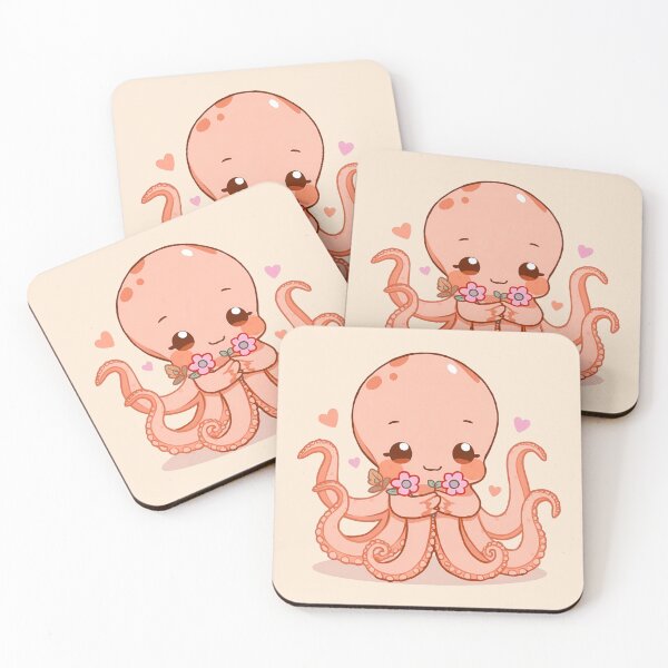Item preview, Sweet Kawaii Octopus with Flowers and Hearts designed and sold by Ivy-Triggs.