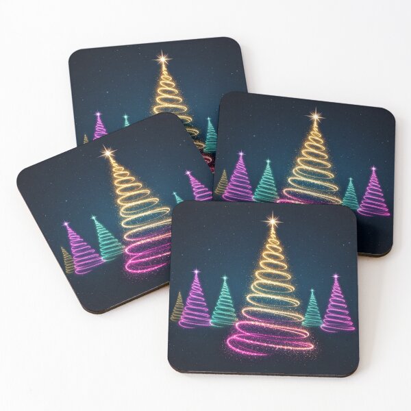 Item preview, Magical Glitter Forest Under a Starry Night Sky | Enchanted Christmas Light Illustration designed and sold by PixelVibe782.