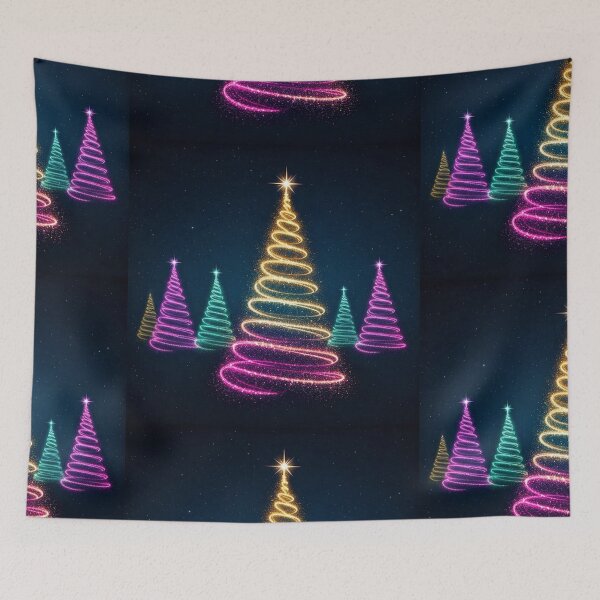 Item preview, Magical Glitter Forest Under a Starry Night Sky | Enchanted Christmas Light Illustration designed and sold by PixelVibe782.