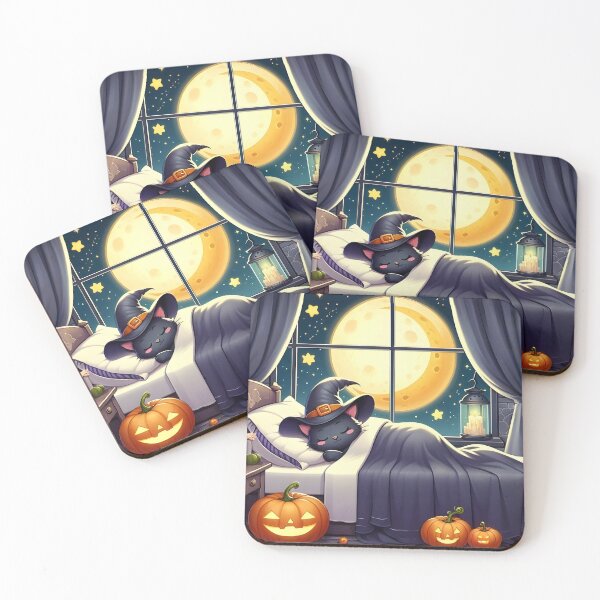 Item preview, Black cat sleeping on a Halloween night No.6 designed and sold by DreamagineArtDesign.