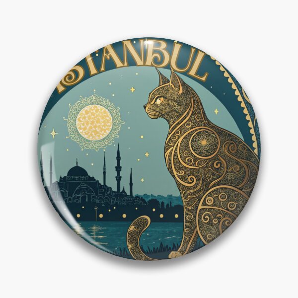 Item preview, Ornate Gold Cat Istanbul Skyline Art Print - Haghia Sophia Night View designed and sold by asliberry.