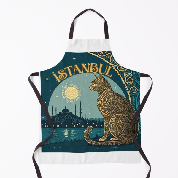 Item preview, Ornate Gold Cat Istanbul Skyline Art Print - Haghia Sophia Night View designed and sold by asliberry.