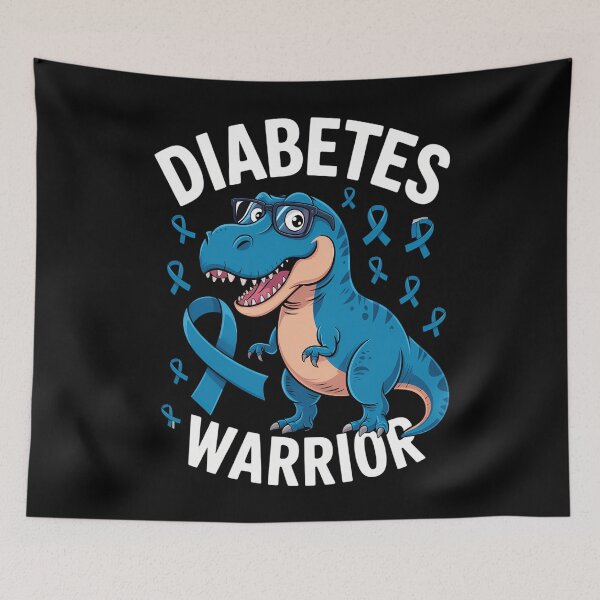Item preview, T-Rex Dinosaur Blue Ribbon Type 1 Diabetes Awareness designed and sold by blueyeeti.