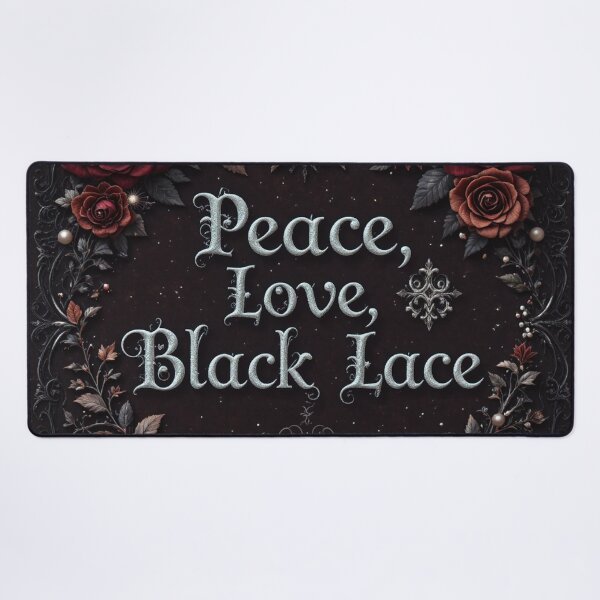 Item preview, Peace Love Black Lace Typography designed and sold by InezPhotography.
