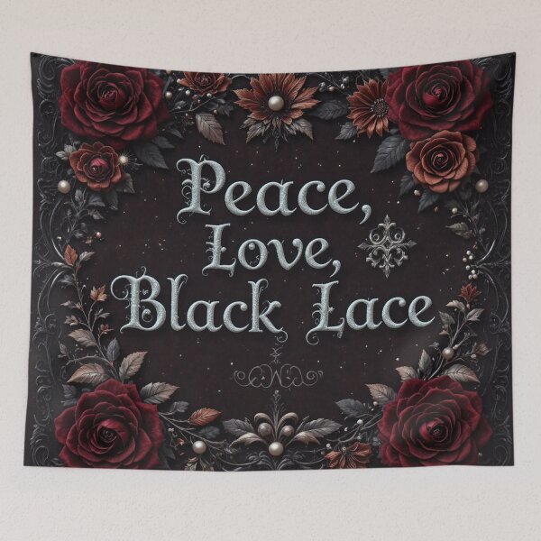 Item preview, Peace Love Black Lace Typography designed and sold by InezPhotography.