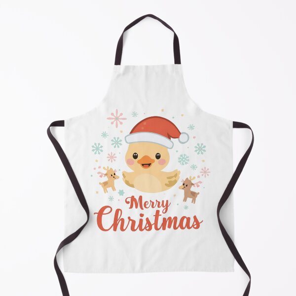 Item preview, Cute Chick in Santa Hat Surrounded by Snowflakes and Reindeer Saying Merry Christmas designed and sold by KanDa-Shop.
