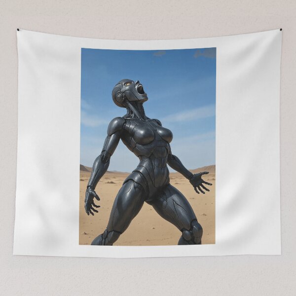 Item preview, Android woman howling in desert   designed and sold by CathryneDelamort.